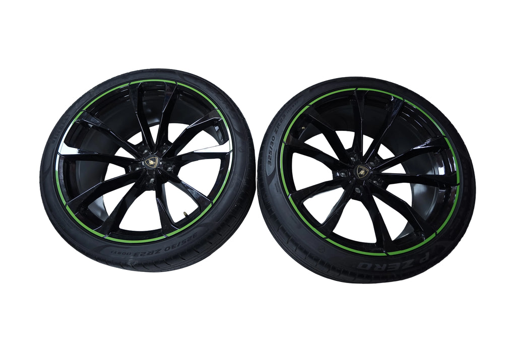 Lamborghini Urus 23" Wheels Rims Pirelli Tyres Green Stripes with Sensors OEM 4ML601025-BA-AS / 4ML601025-BB-AT