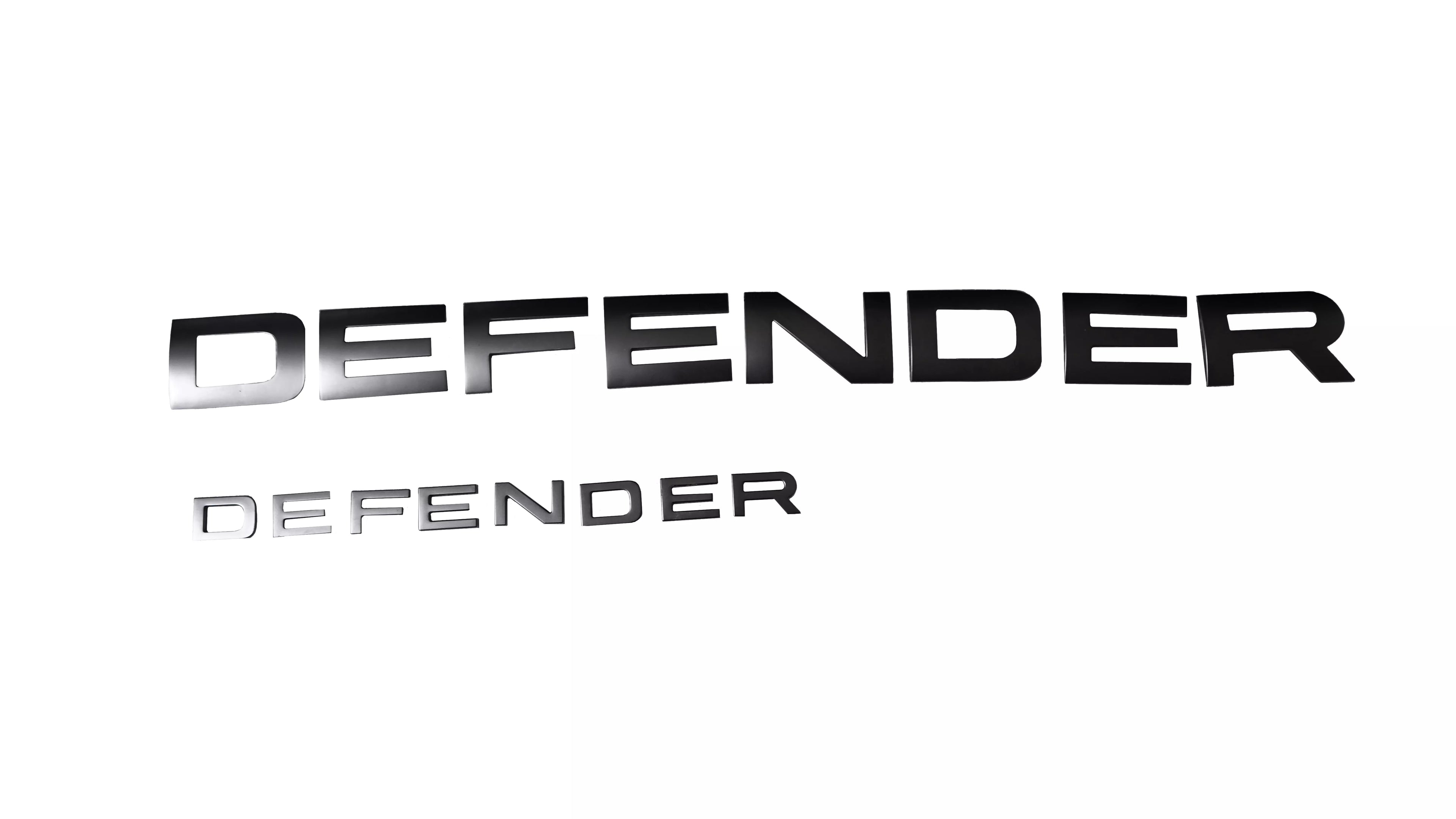 Land Rover Defender Silver Hood + Tail badge Letters