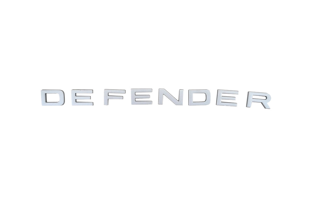 Land Rover Defender Silver and Black Hood + Tail badge Letters