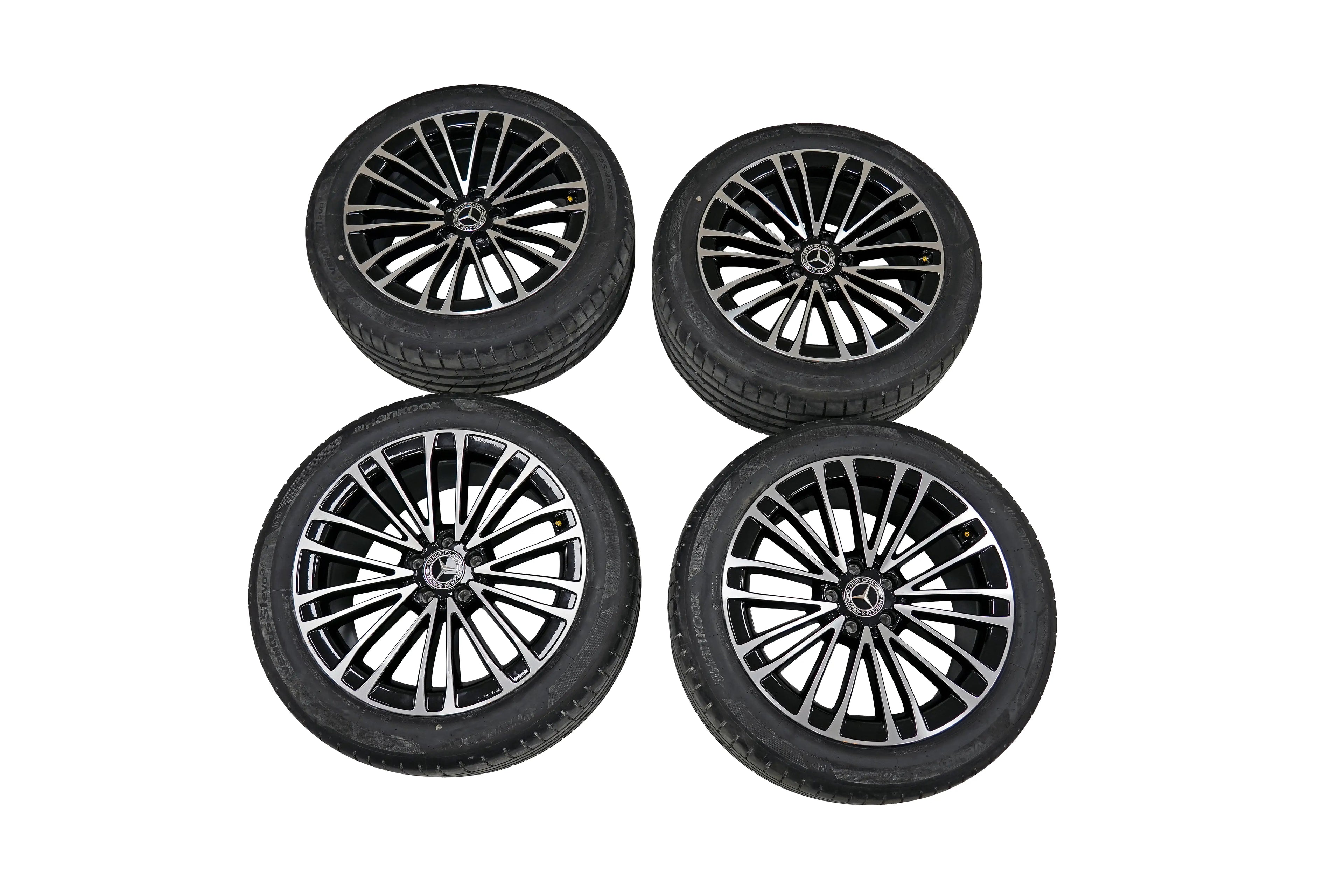 Mercedes Benz S Class 19 inch Wheels Rims with Hankook Tyres Set Black & Chrome OEM A2234013400