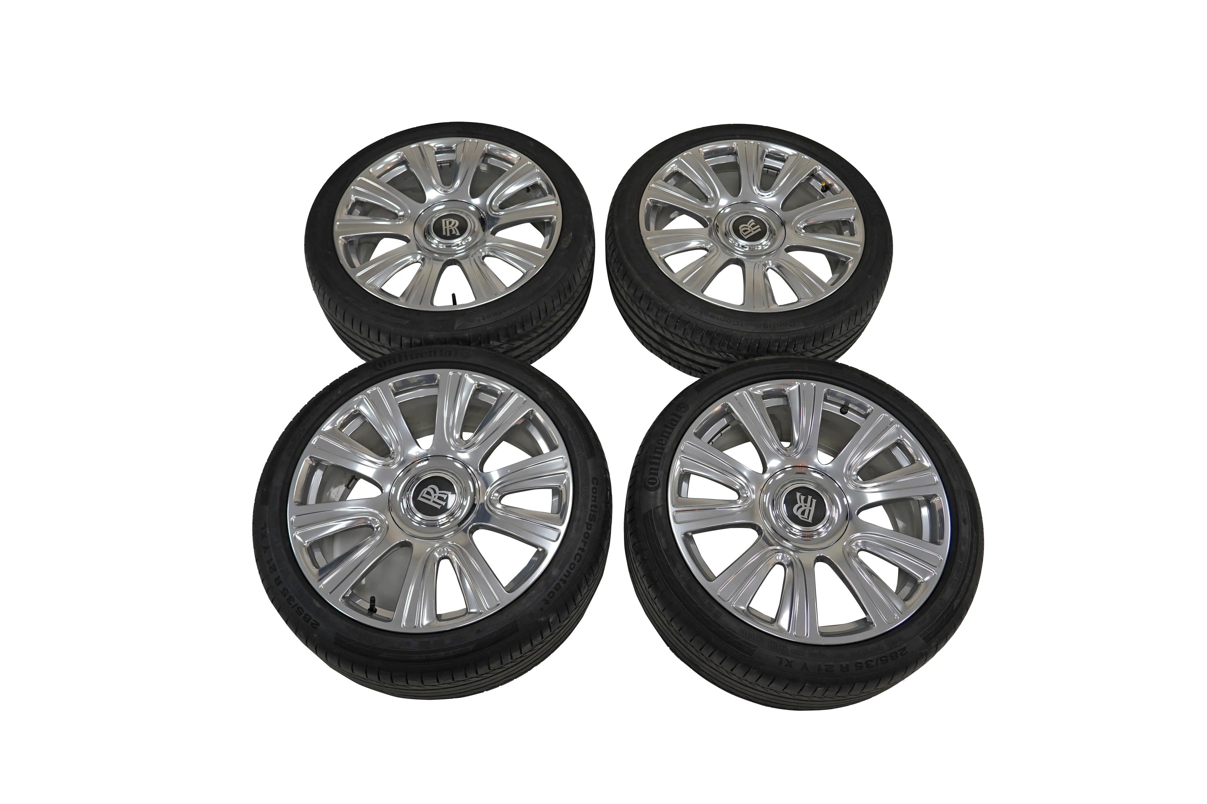 Rolls Royce Wraith & Dawn Original Tires Set with Wheels Rims and Bolts Set Black OEM 6864987 6864988